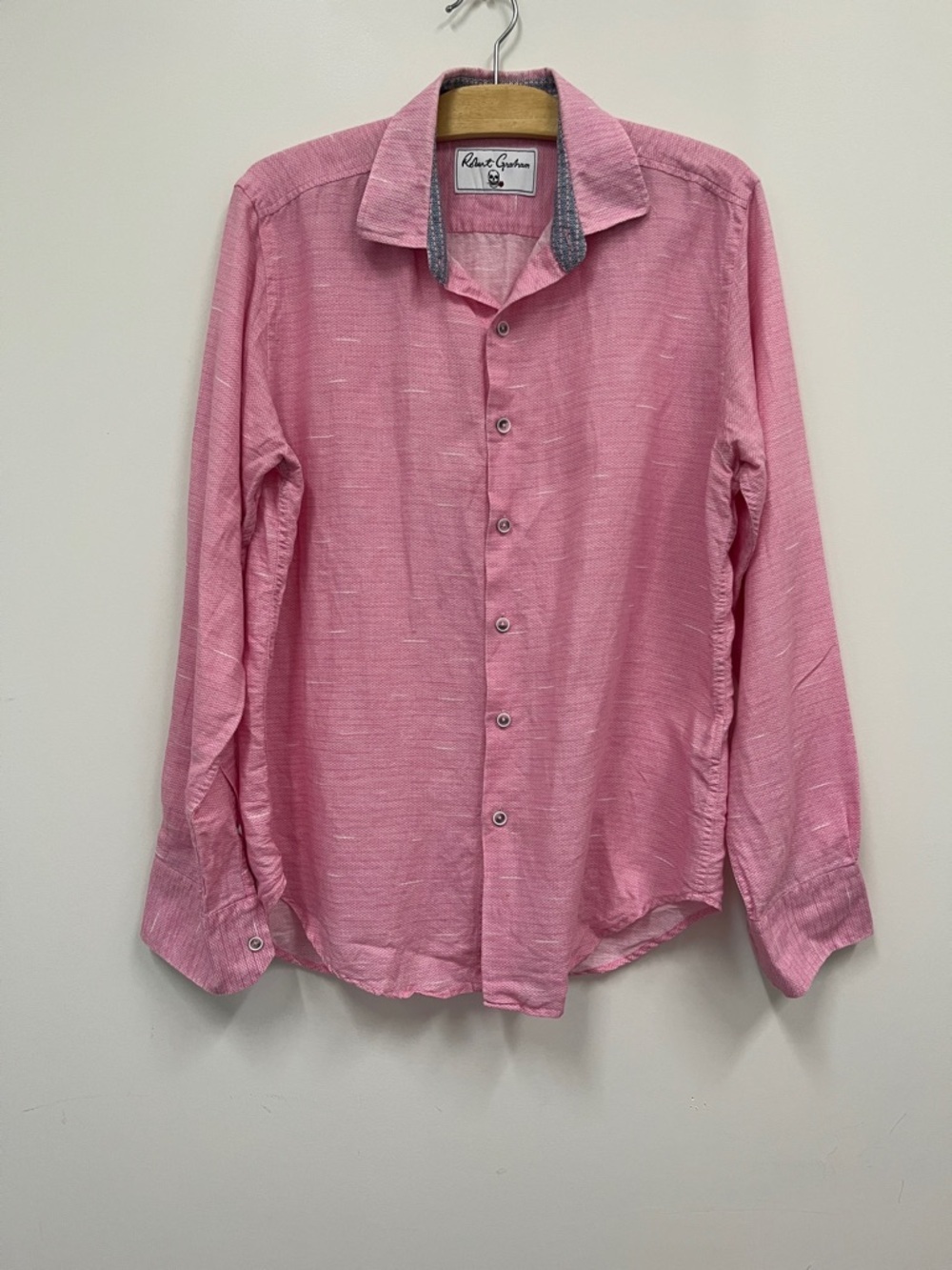 Robert Graham Pink Linen Cotton blend Long-Sleeve Button-Down Shirt size Small